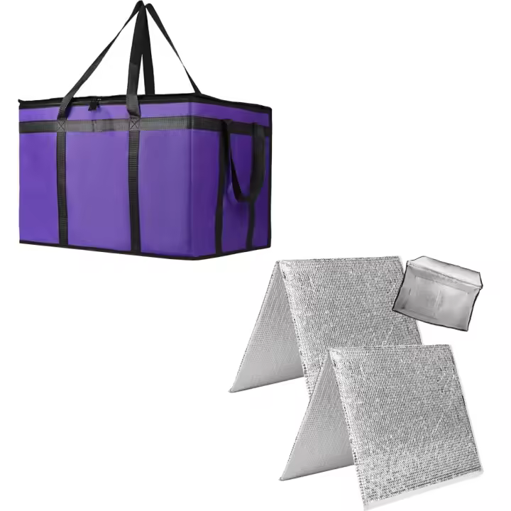 Paquete de 2 bolsas de base Dura extraíbles de 23 "de ancho x 14" de profundidad, Placa aislante de gran tamaño para bolsas de compresas reutilizables, soporte resistant para bolsas de entrega de Alimentos, tablero para catering Doordash - 1