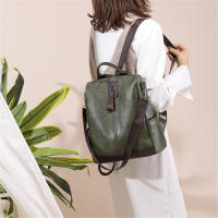 Mochila De Cuero Vintage Para Mujer 3 En 1 Antirrobo Capaz Para Niñas Adolescentes Bolsa Escolar De Viaje Mochila Feminina - details 14