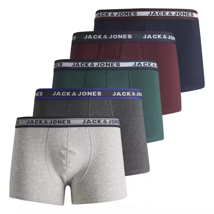 JACK&JONES Calzoncillos bóxer para niño, lote de 5 - JACOLIVER TRUNKS, algodón elástico, logo en la cintura JACOLIVER TRUNKS 5 PACK JNR NOOS - 1