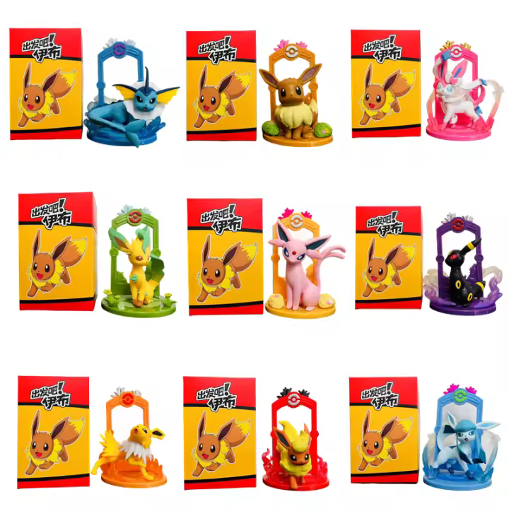 Set De 9 Figuras Pokemon Eeveelution Eevee Sylveon Espeon Glaceon Leafeon Juguete De Anime Para Cumpleaños De Niños Caja Incluida - 1