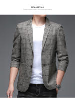 Chaleco a Cuadros Para Hombre Estilo Casual Elegante Con Solapa Única Vestimenta De Lujo Para Banquete Traje De Tela De Poliéster De Cierre Completo - details 11
