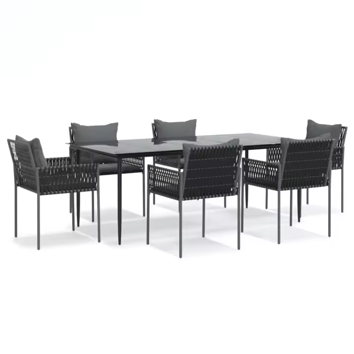vidaXL Juego comedor jardín 7 piezas y cojines ratán sintético y acero - 1