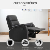 HOMCOM Sillón Relax Reclinable Manual Tapizado en PU con Reposapiés Retráctil Asiento y Respaldo Extra Acolchados para Salón Oficina Dormitorio 75x92x99 cm Marrón - details 5