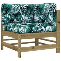 vidaXL Sofá esquinero con cojines madera maciza de pino Pino natural, Pino blanco, Pino gris Conjunto Terraza Muebles Jardín Exterior Juego de Muebles de jardín Mueble Jardín Exterior Muebles de Salon Exterior - details 4