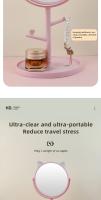 Espejo De Maquillaje Con Orejas De Gato Lindo Y Soporte Para Joyas De Rotación 360° Base De Escritorio Para Baño Y Mesa Espejos De Maquillaje - details 5