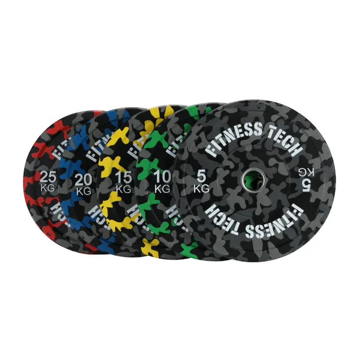 Fitness Tech Disco Bumper Plate Camuflaje Flecks Alta Resistencia Discos - 1