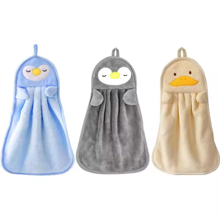 3 Toallas de Microfibra absorbentes para niños con Formas de Dibujos Animados,Toallas de Mano de Animales Lindos, absorbentes, para Colgar y secar a Mano,Toalla de Secado rápido para niños y Adultos - 1