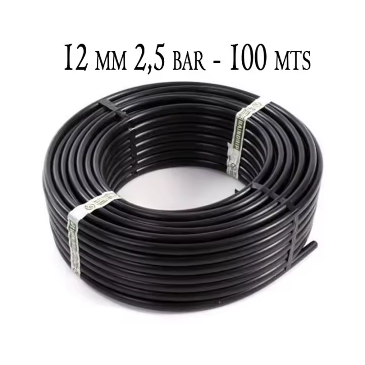 Suinga Tubo de Riego Polietileno Agrícola 12mm 2.5 Bar 100m Negro - 1