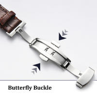 Correa De Reloj De Cuero Genuino Con Cierre De Mariposa En Madera Para Relojes Compatible Con Pulseras De 18mm 20mm 22mm 24mm Accesorios De Relojería - details 3