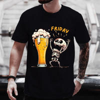 Camiseta De Verano Para Hombre Con Estampado De Calavera Divertida Talla Grande Estilo Casual Cuello Redondo Manga Corta - details 2