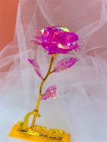 Regalo Creativo De Día De San Valentín Rosa De Oro 24K Duradera Decoración De Boda Iluminación De Flores Eterna Amarillo Y Rojo Para Aniversarios Cumpleaños Bodas - details 17
