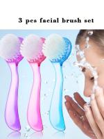 Limpieza Facial Con Cepillo Exfoliante De Pelo Suave 3pcs Manija De Acrílico Cepillo De Limpieza Facial Para Cuidado De La Piel - details 0