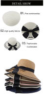 Sombrero De Paja Grande Para Mujer Con Borde Ondulado Y Lazo Protección Solar Plegable Para Vacaciones De Playa Al Aire Libre - details 3