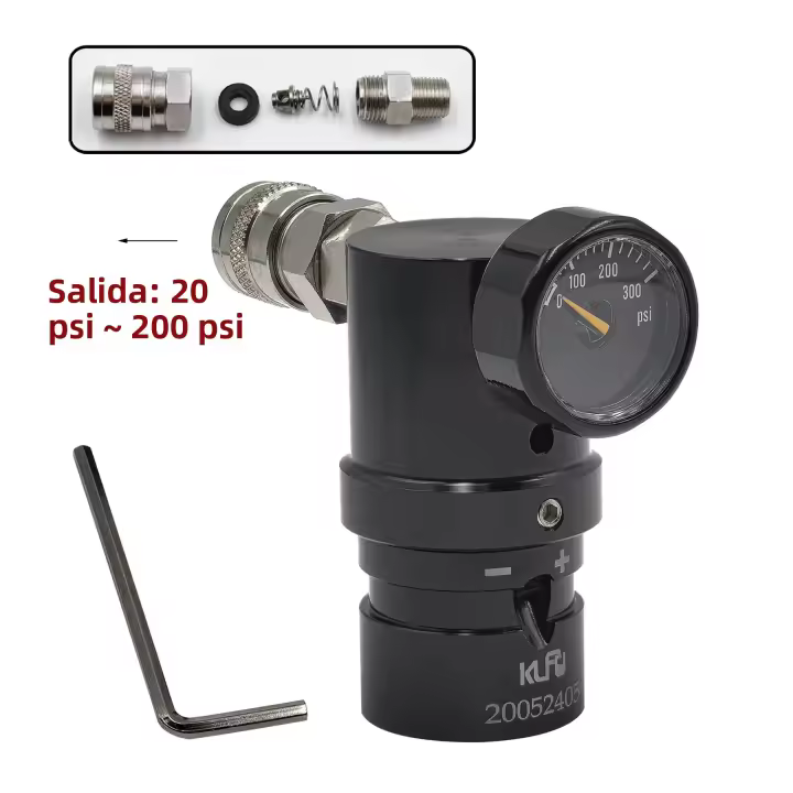 Régulador Micro MR Gen 2 Con Manómetro De Presión Baja HPA Ajustable 300psi Acero Inoxidable Y Aleación De Cobre Para Paintball - 1