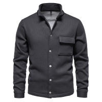 2024 otoño e invierno nuevo estilo terciopelo engrosado waffle chaqueta de punto con solapa para hombre abrigo con bolsillo tops para hombres - details 4