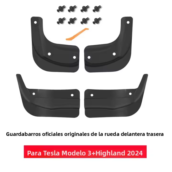 Mangas De Barro Para Tesla Model 3 Highland 2024 Guardabarros Oficiales Antigoteos Delanteros Y Traseros Accesorios Model3 - 1