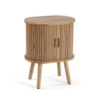 VERSA -  Mesilla ovalada  en madera natural un cajón tipo persiana , y unas medidas de 40x30x50 cm - details 0