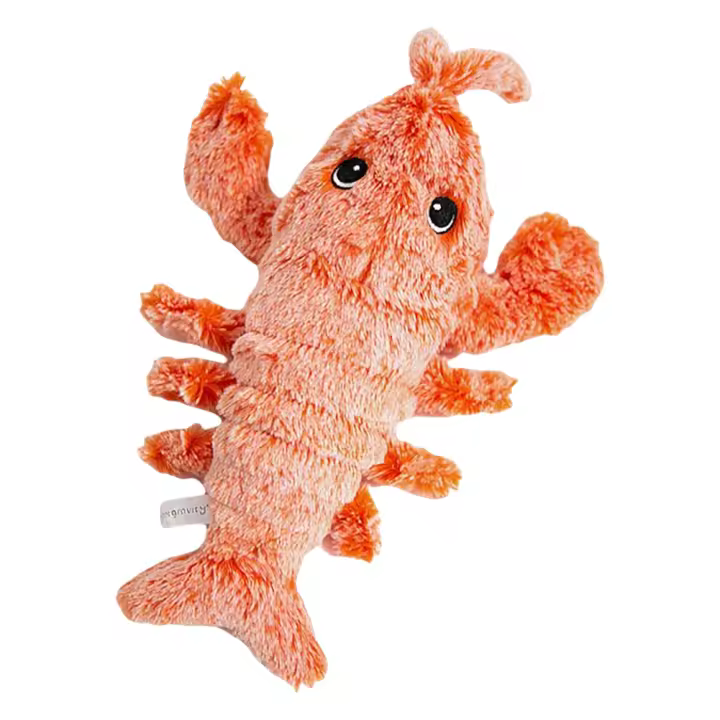 Juguete Interactivo Para Gatos Y Perros Conejo Eléctrico Saltar Lobster Peluche Simulación De Camarón Juguetes De Peluche Para Mascotas - 1