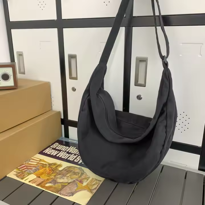 Bolso Bandolera De Lona Sólida Para Mujer Gran Capacidad Bolso De Compras Y Estudiante Bolso De Hombro Unisex Para Escuela - 1
