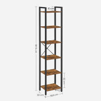 Estantería de 6 niveles multifuncional, librería espaciosa, ideal para oficina, salón, dormitorio y cocina, 40x30x187.5 cm, disponible en greige, marrón rústico y olmo pardo - details 11