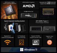 BMAX AMD Ryzen 7 Mini PC B5A Pro, AMD Ryzen 7 5825U 8 Núcleos 4.5GHz, 16GB RAM, 512GB SSD, Triple Pantalla 4K (1*DP+1*HDMI+1*Type-C), Soporta HDR Dinámico, WiFi 5, Bluetooth 5.0, 2*USB 3.2, 2*USB 2.0, 1*RJ45, Sistema de Refrigeración Space Capsule, Home, - details 1