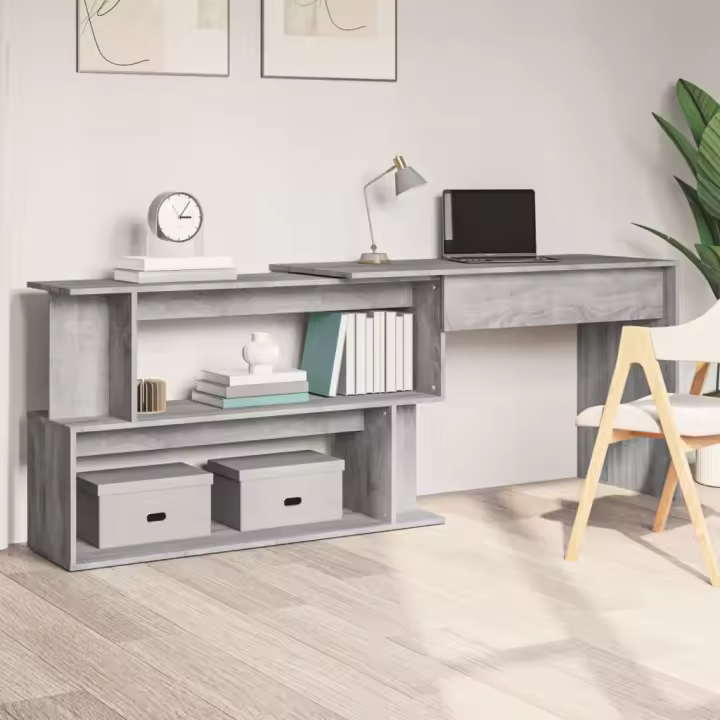 Escrito de Esquina gris Sonoma 200x50x76 cm Madera multicapa - 1