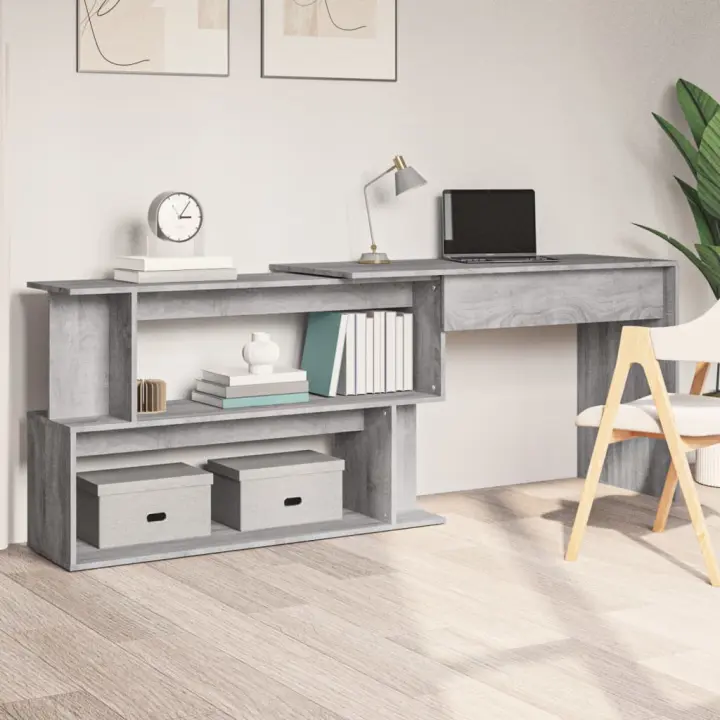 Escrito de Esquina gris Sonoma 200x50x76 cm Madera multicapa - 1