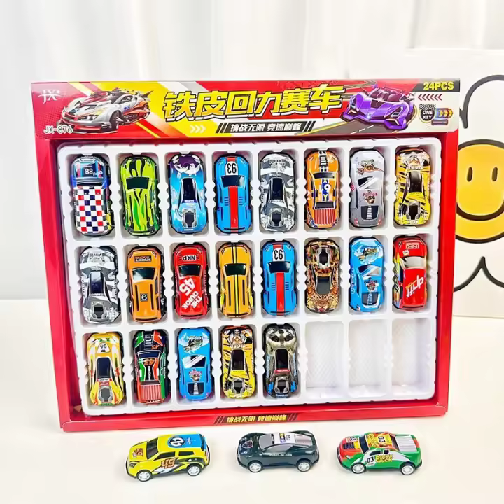 Coche De Carreras De Aleación Miniatura Para Niños Regalo De Cumpleaños Colección Adornos Juguetes 24-12pcs Modelo Cartoon - 1