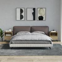 vidaXL Mesitas de noche 2 unidades color 40x35x50 cm en color Blanco/Gris sonoma/Roble ahumado y más | estructura resistente ideal para salón dormitorio o estudio - details 4