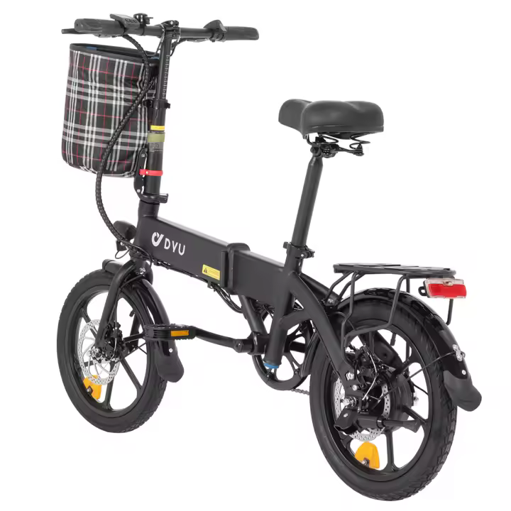 Bicicleta eléctrica plegable DYU, motor de 250W. Batería de 36V 7.5Ah, neumáticos de 16*1.75 pulgadas, velocidad máxima de 25 km/h, alcance máximo de 40 km, frenos de disco delanteros y traseros. Pendiente máxima de 15 grados, resistencia al agua IP54 - 1