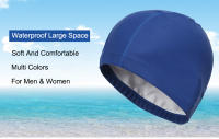Gorro De Natación De Tela PU Para Hombres Y Mujeres Impermeable Protección De Oídos Y Cabello Largo Tamaño Extra Grande Para Adultos Colores Variados Negro Gris Blanco Rosa Fútbol Rojo Naranja Amarillo Oro - details 1