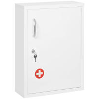 kleankin Botiquín de Pared de Acero Botiquín para Medicinas de 3 Niveles Armario de Botiquín con Cerradura y 2 Llaves para Cocina Baño 40x15x53,5 cm Blanco - details 0