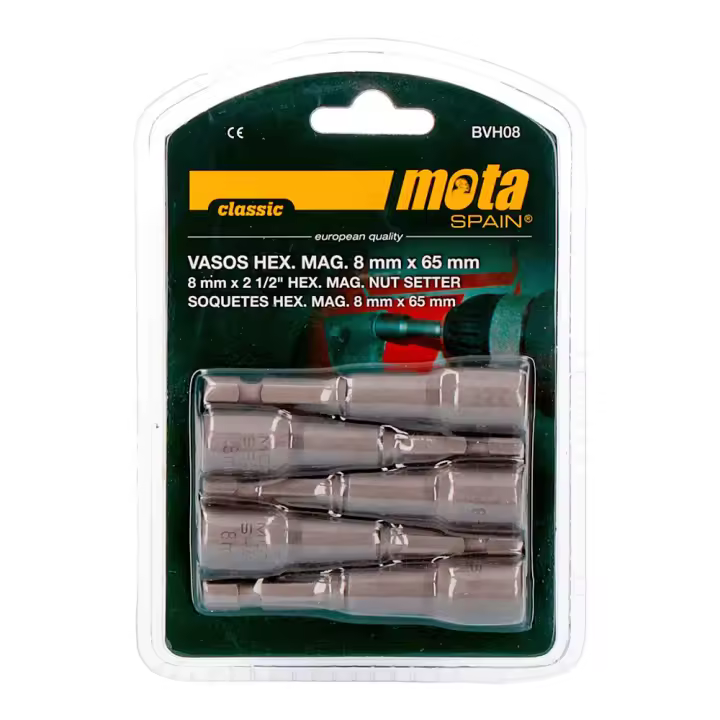 Juego puntas vaso hexagonal magnetica 8x65mm bvh08 mota - 1