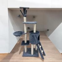 COTTECOTA-Árbol Rascador Gris 50x35x138cm Arbol para Gatos con Plataforma Torre Rascador Escalador para 2-3 Gatos Medianos Estable Rascador con Nidos Hamaca Plataformas Juguete Poste De Sisal Natural  ref 51093 - details 6