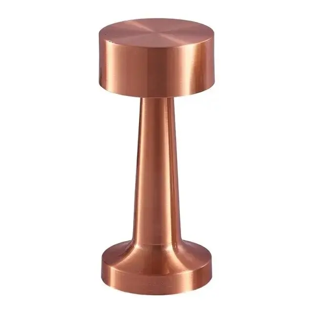 Lámpara De Mesa LED Táctil De 3 Colores Retro Para Café Luz Nocturna Recargable Decorativa Para Escritorio Y Dormitorio Sensor De Toque Metal Plata Y Oro - 1