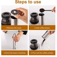 Molino De Café Manual De Acero Inoxidable Con Moledor Conico Ajustable En 18 Posiciones Y Engranaje Manual Para Café De Ceniza - details 3
