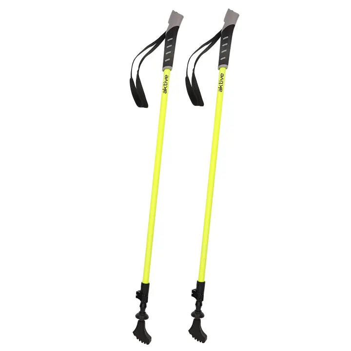 AKTIVE Bastón extensible senderismo, Empuñadura goma, Punta metálica o goma, Longitud regulable 82-135 cm, Sistema de cierre FlickLock, Dragonera ajustable, Bastones para caminar, Bastones de trekking plegables - 1