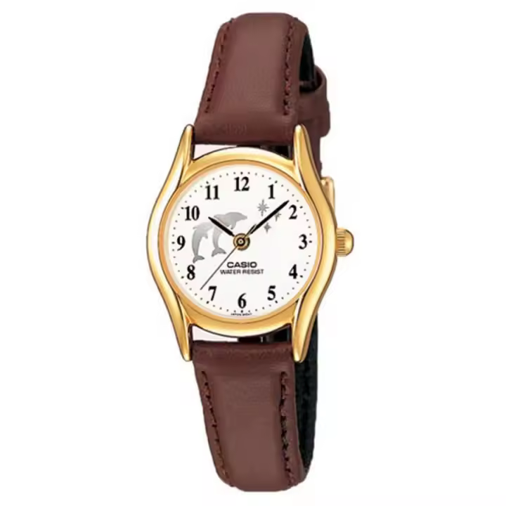 Casio Ltp-1094q-7b9 Reloj De Pulsera Analógico Para Mujer o Niña Color Marrón. Esfera Delfines - 1