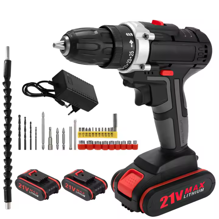 21V Cordless Electric Impact Drill 650W High-power electric drill lithium battery dual speed 40N.  m Torque Brushy Electric Screwdriver Power Tool - 1