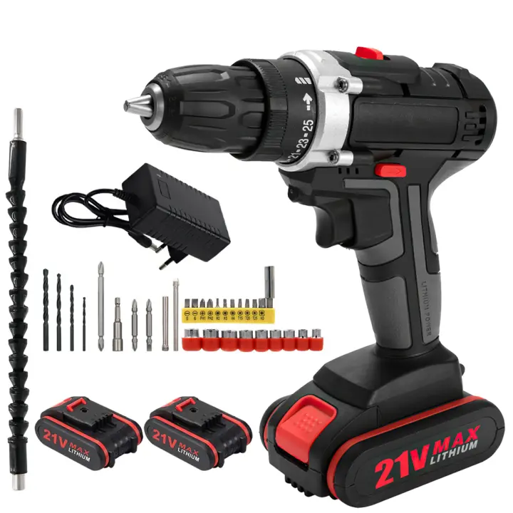 21V Cordless Electric Impact Drill 650W High-power electric drill lithium battery dual speed 40N.  m Torque Brushy Electric Screwdriver Power Tool - 1