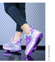 Zapatos De Rodilleras LED Para Niñas Correa Elástica Carga USB Zapatillas Respirables Transpirables Todas Las Estaciones Color Rosa - details 8