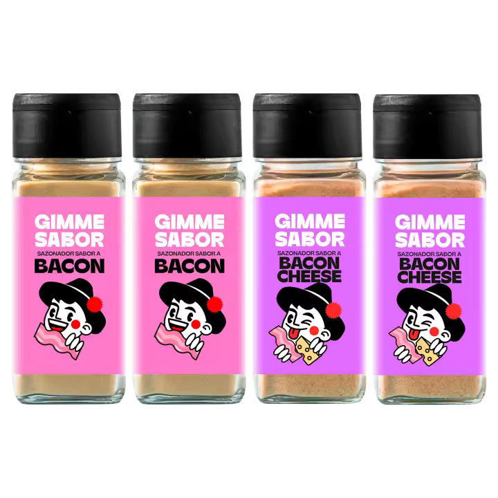 Pack de Sazonadores GIMME SABOR - Bacon y Queso - Vegetal y Sin Alérgenos - 1