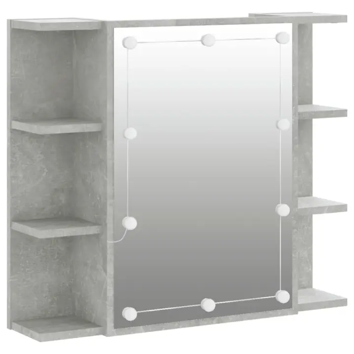 Mueble con Espejo y Luces LED gris Hormigón 70x16,5x60 cm - 1