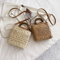 Crossbody Bag Women's Bag Straw Shoulder Bag New Fashion Leisure Bag Woven Beach Bag Handbag, 23*19*8cm, Off-white - details 2