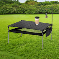 Mesa De Camping De Aleación De Aluminio Plegable Ultraligera Con Organizador De Almacenamiento Grande Y Palo De Luz Para Playa Y Carro De Transporte - details 0