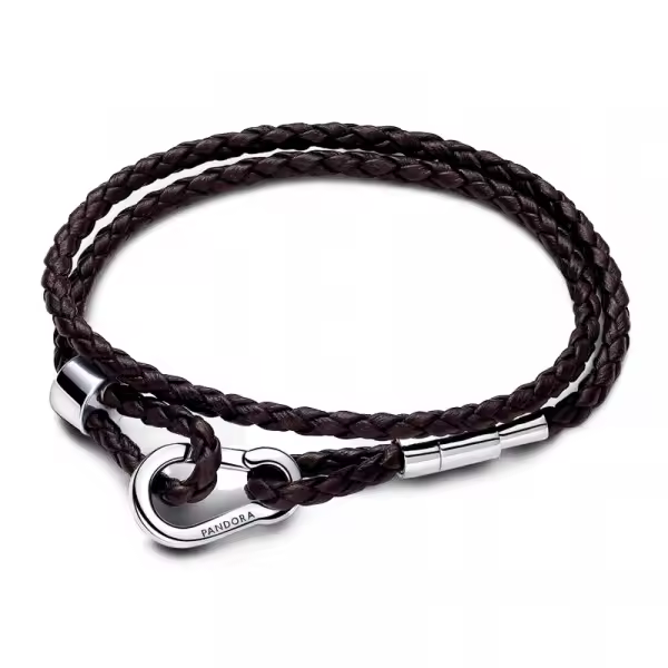Pandora - Pulsera Pandora Moments en Cuero Trenzado Doble Marrón 593338C01 - 1