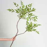 Planta Artificial De Bambú Grande 110cm Con Dos Cucharas Falsa Nandina Hojas Verdes Para Decoración De Jardín Y Hogar Material Plástico - details 2