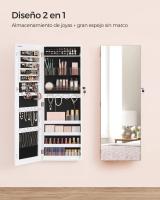 Espejo Joyero de Pared sin Marco con Cerradura, Incluye 2 Organizadores de Cosméticos y Llaves, Blanco o Marrón - details 4