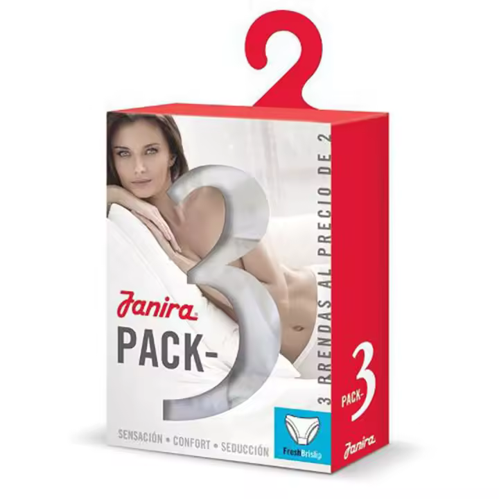 Janira. Pack 3 Braguitas Maxi Esencial Janira 1031183. Serie de braguitas algodón que incorpora el tratamiento ‘Super-Cotton’ que aporta al tejido una mayor uniformidad y fineza. Pensado para satisfacer las necesidades de la mujer de hoy - 1