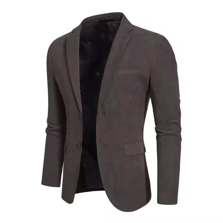 Otoño e Invierno nueva moda abrigo de lana de un solo pecho para hombres corto casual color sólido versátil abrigo delgado para hombres - 1